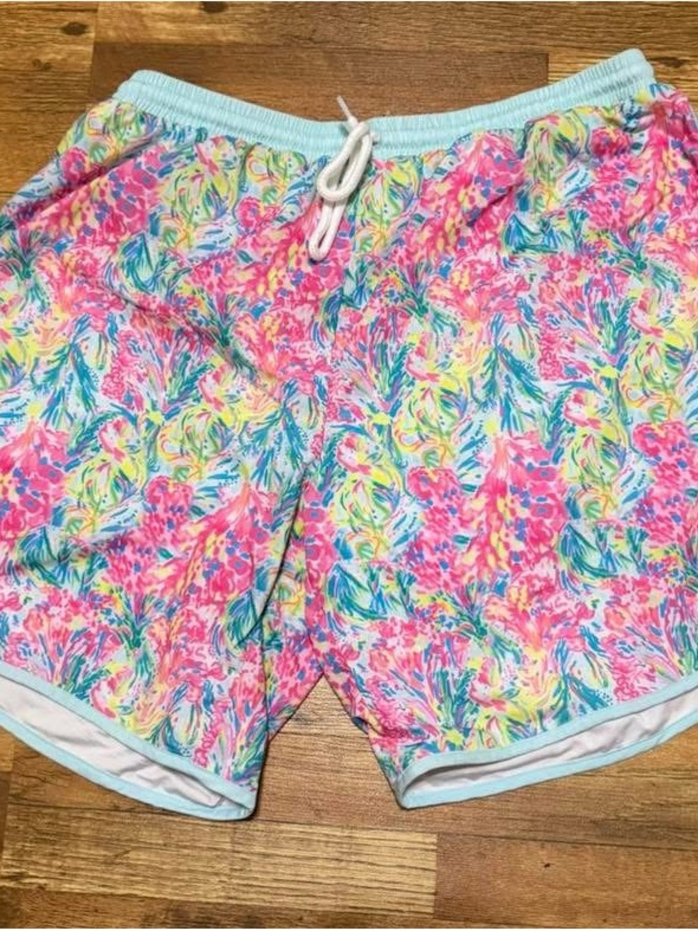 Men's Vibrant Pink Floral Swim Trunks